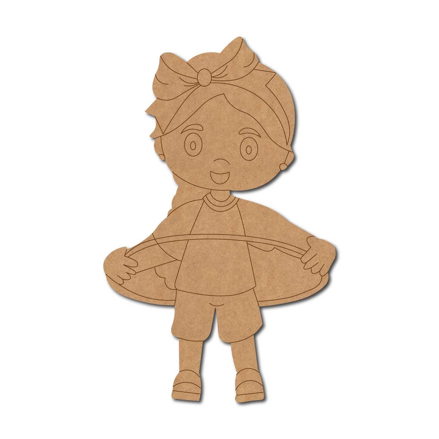 Girl Hula Hooping Pre Marked MDF Design 1