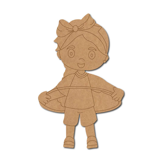 Girl Hula Hooping Pre Marked MDF Design 1