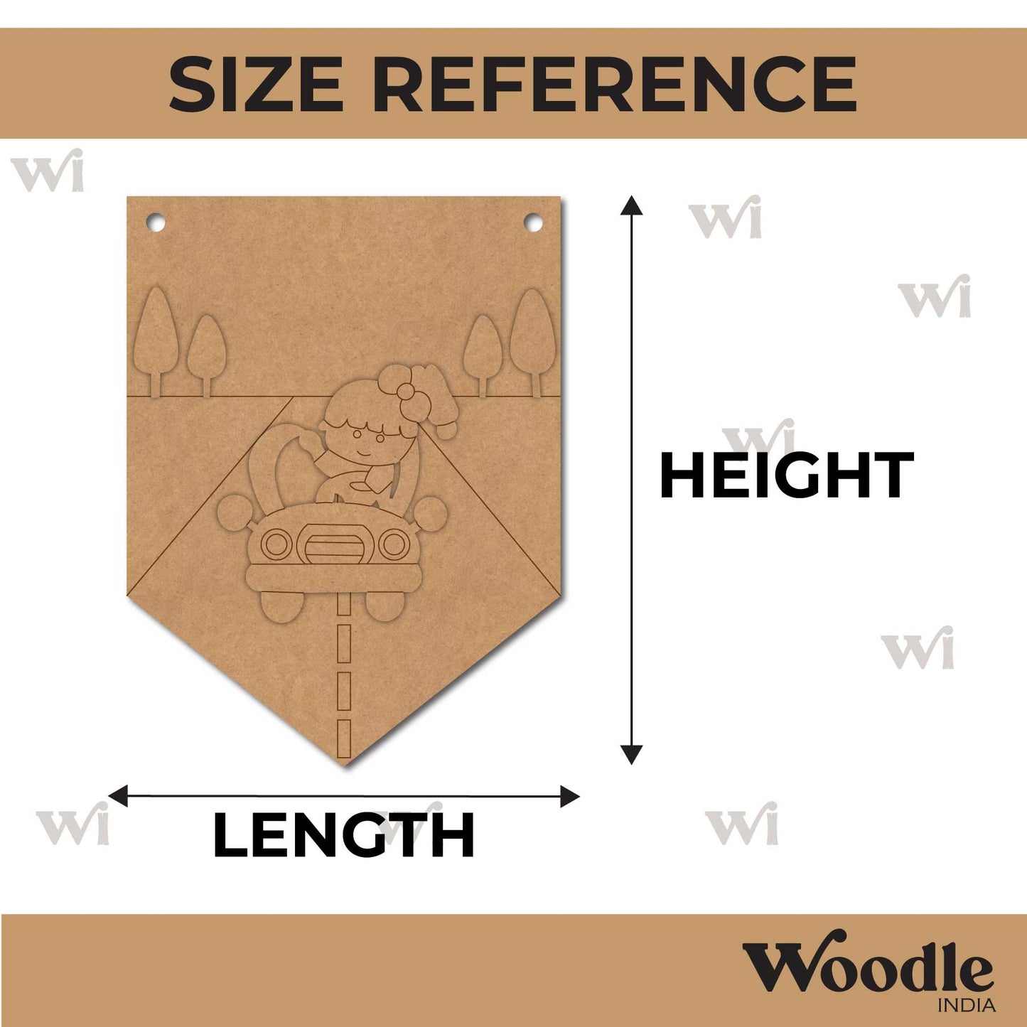 Girl In Car Banner Nameplate MDF Design 1