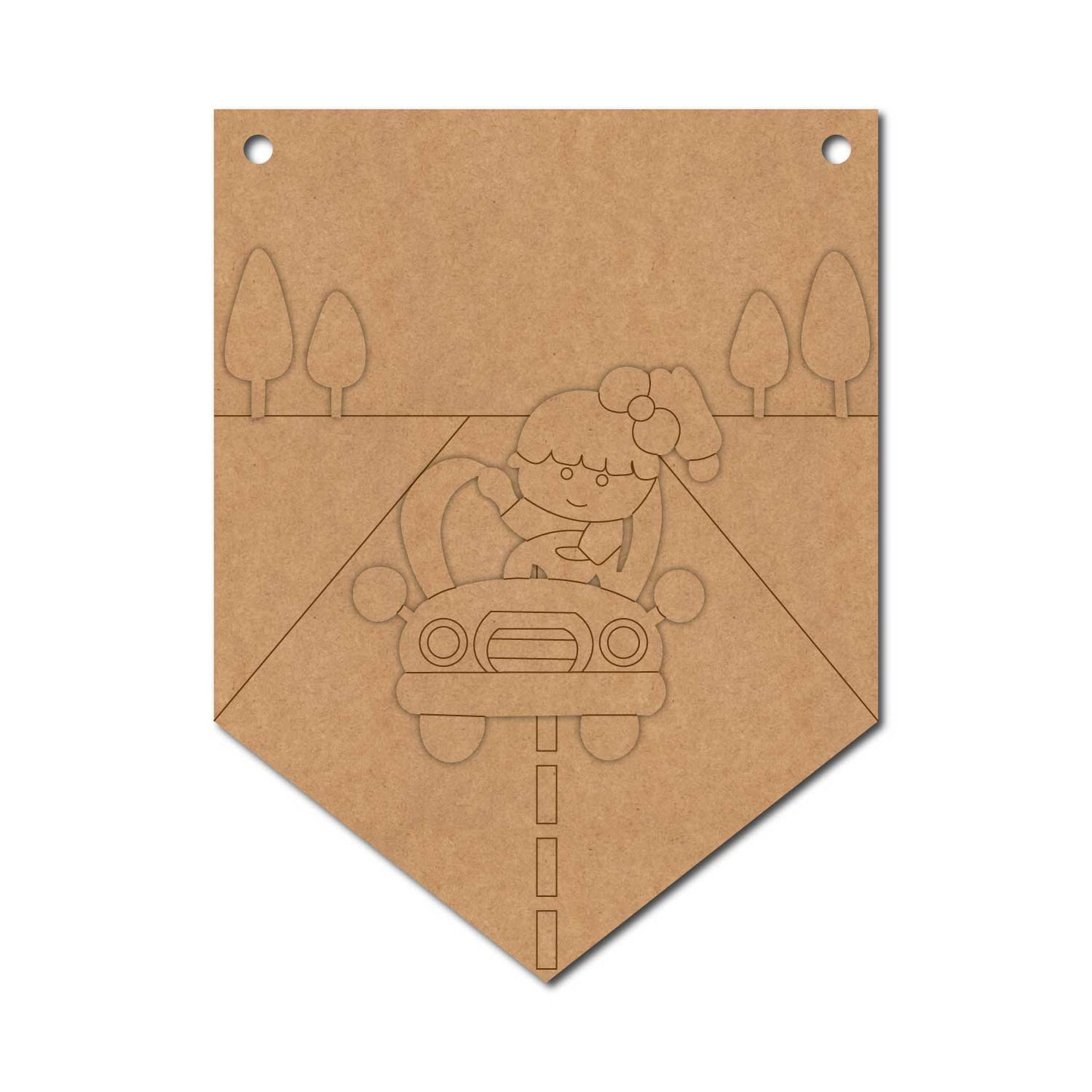 Girl In Car Banner Nameplate MDF Design 1
