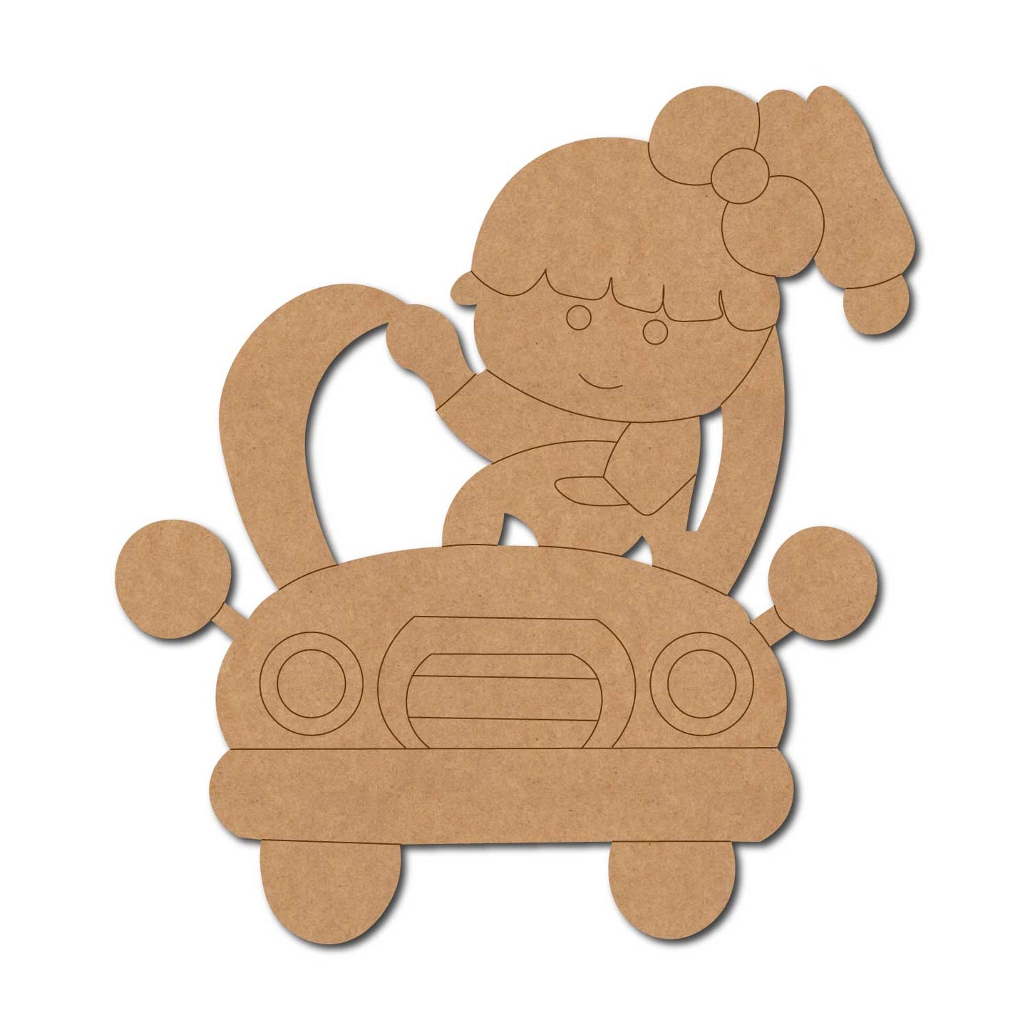 Girl In Car Pre Marked MDF Design 1