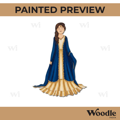 Girl In Farshi Pajama Pre Marked MDF Design 1