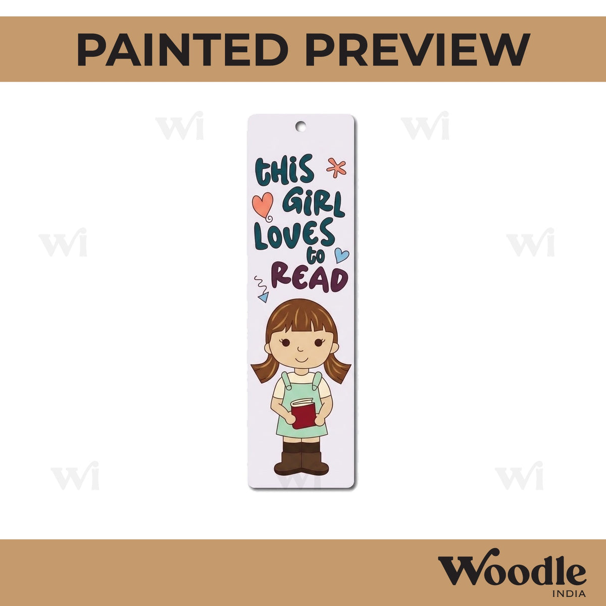 Girl Loves To Read Bookmark Pre Marked MDF Design 1