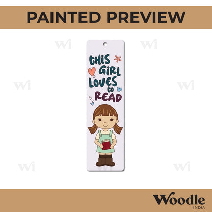 Girl Loves To Read Bookmark Pre Marked MDF Design 1
