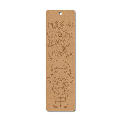 Girl Loves To Read Bookmark Pre Marked MDF Design 1