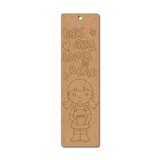 Girl Loves To Read Bookmark Pre Marked MDF Design 1