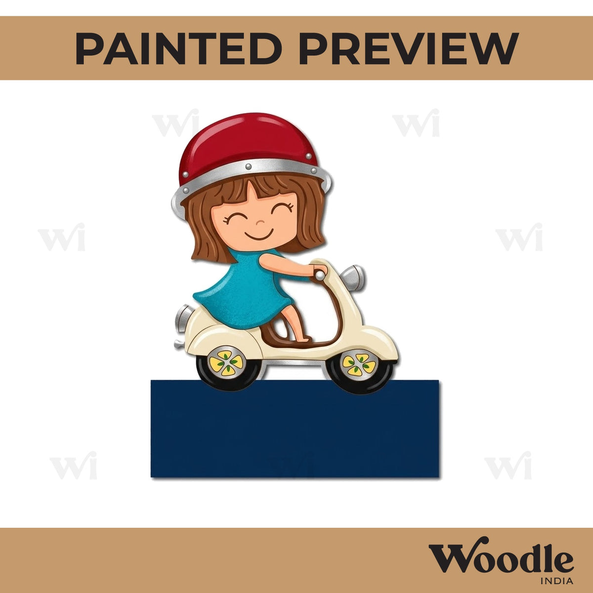 Girl On Scooter Nameplate Pre Marked MDF Design 1