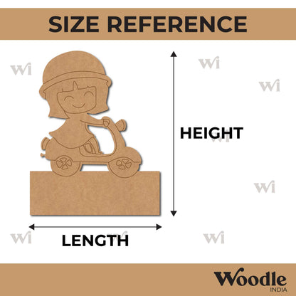 Girl On Scooter Nameplate Pre Marked MDF Design 1