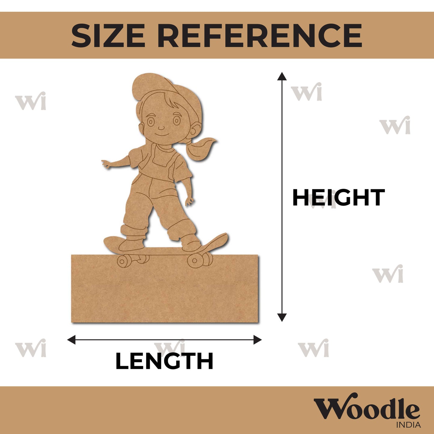 Girl On Skateboard Nameplate Pre Marked MDF Design 1