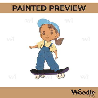 Girl On Skateboard Pre Marked MDF Design 1