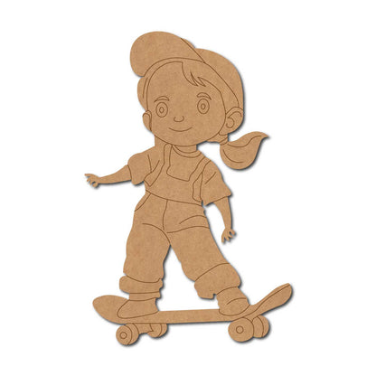 Girl On Skateboard Pre Marked MDF Design 1
