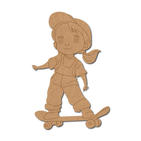 Girl On Skateboard Pre Marked MDF Design 1