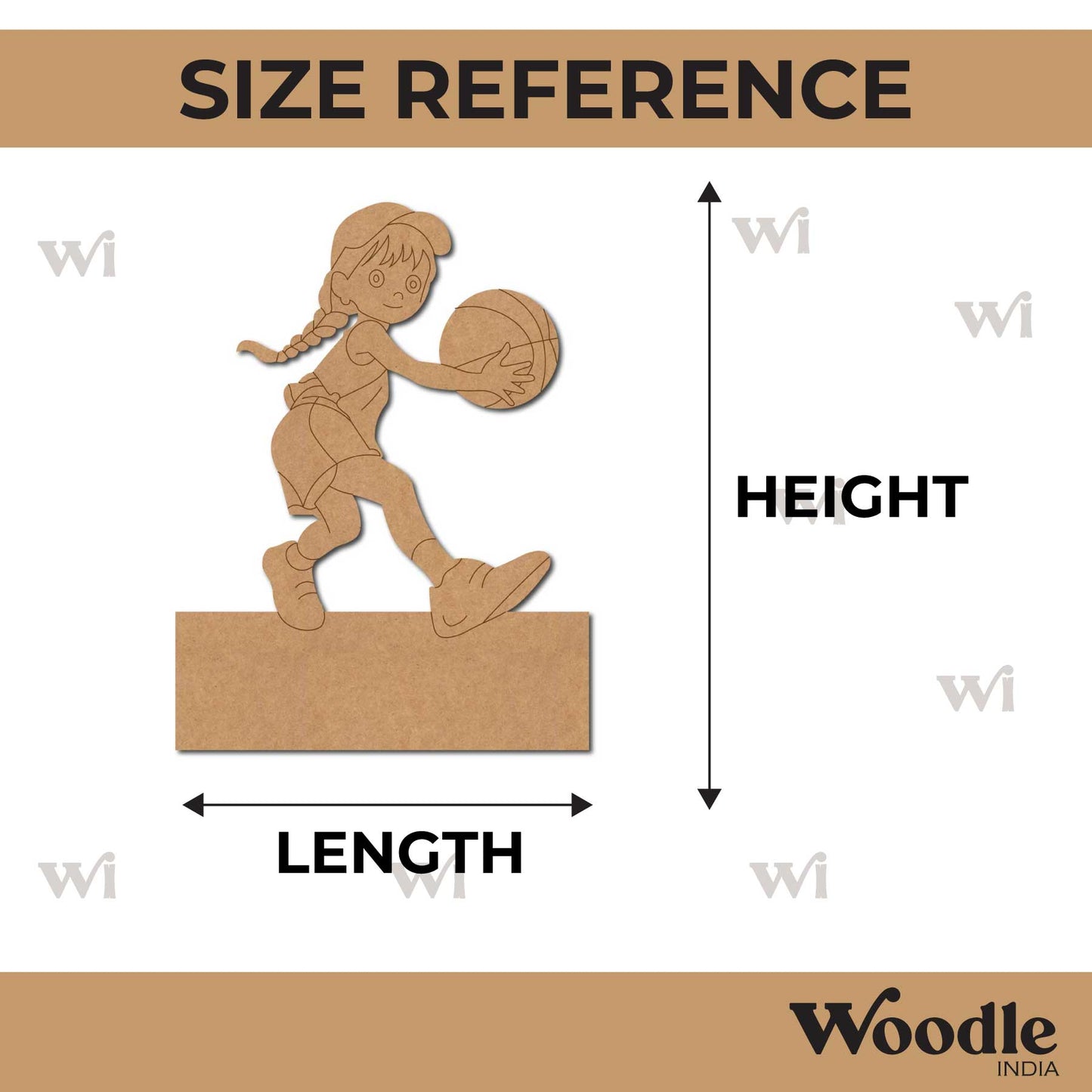Girl Playing Basketball Nameplate Pre Marked MDF Design 1