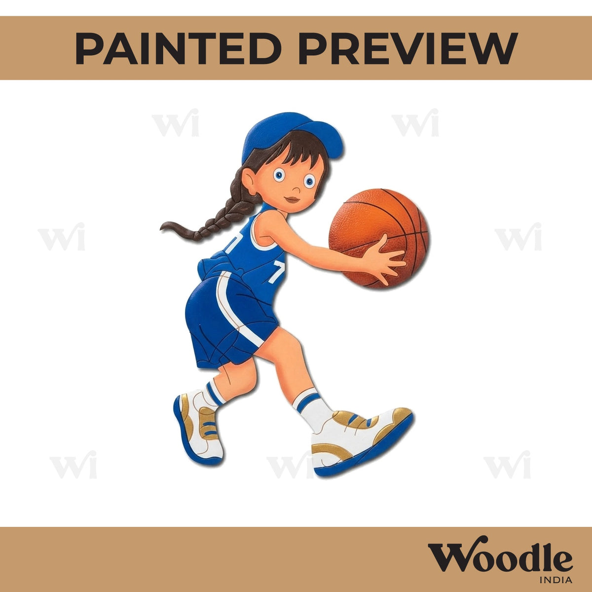 Girl Playing Basketball Pre Marked MDF Design 1