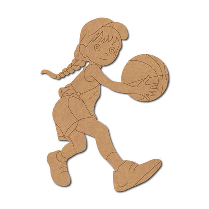 Girl Playing Basketball Pre Marked MDF Design 1