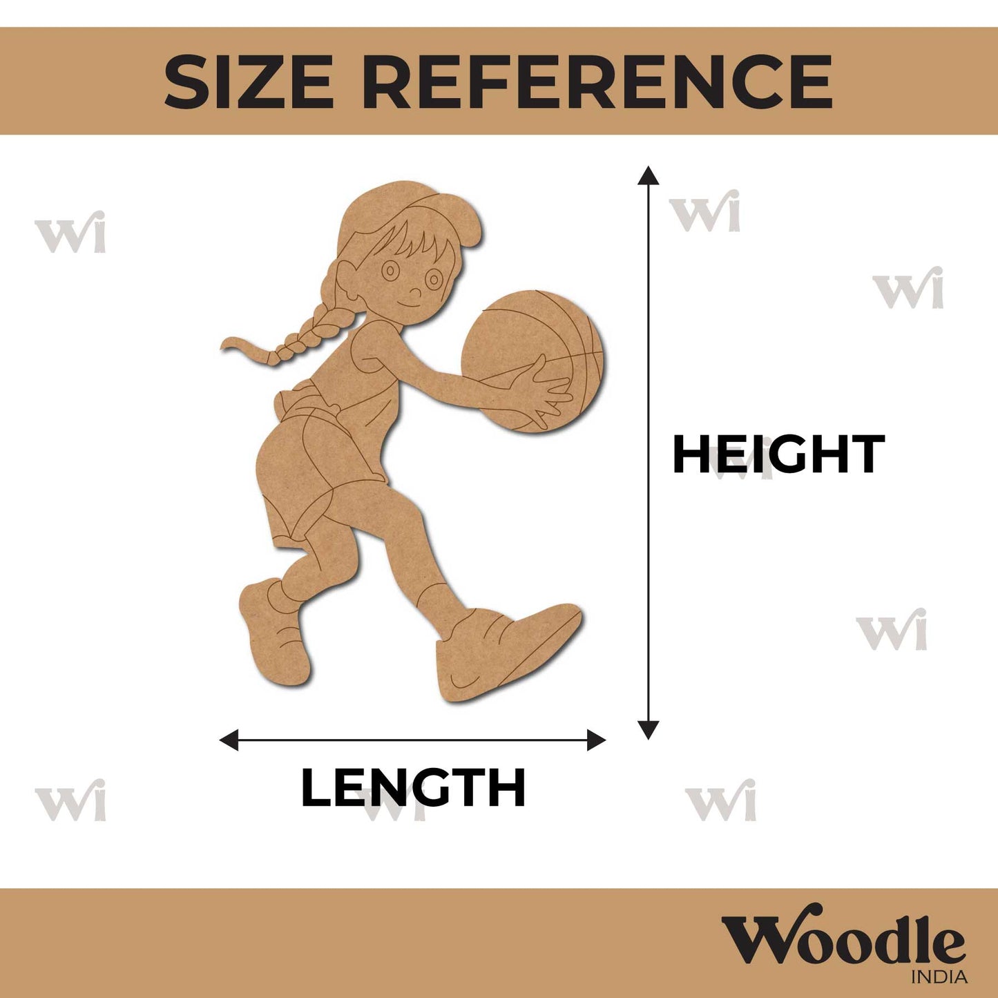 Girl Playing Basketball Pre Marked MDF Design 1