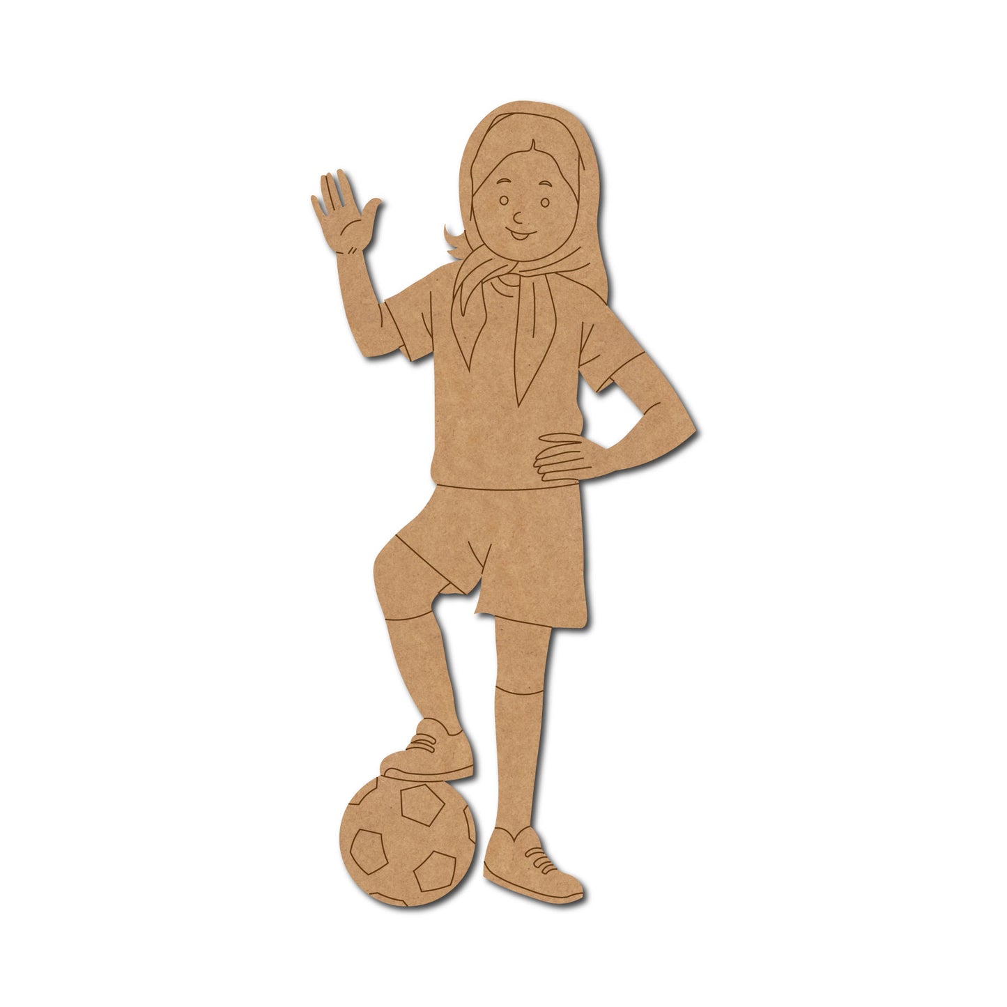 Girl Playing Football Pre Marked MDF Design 1