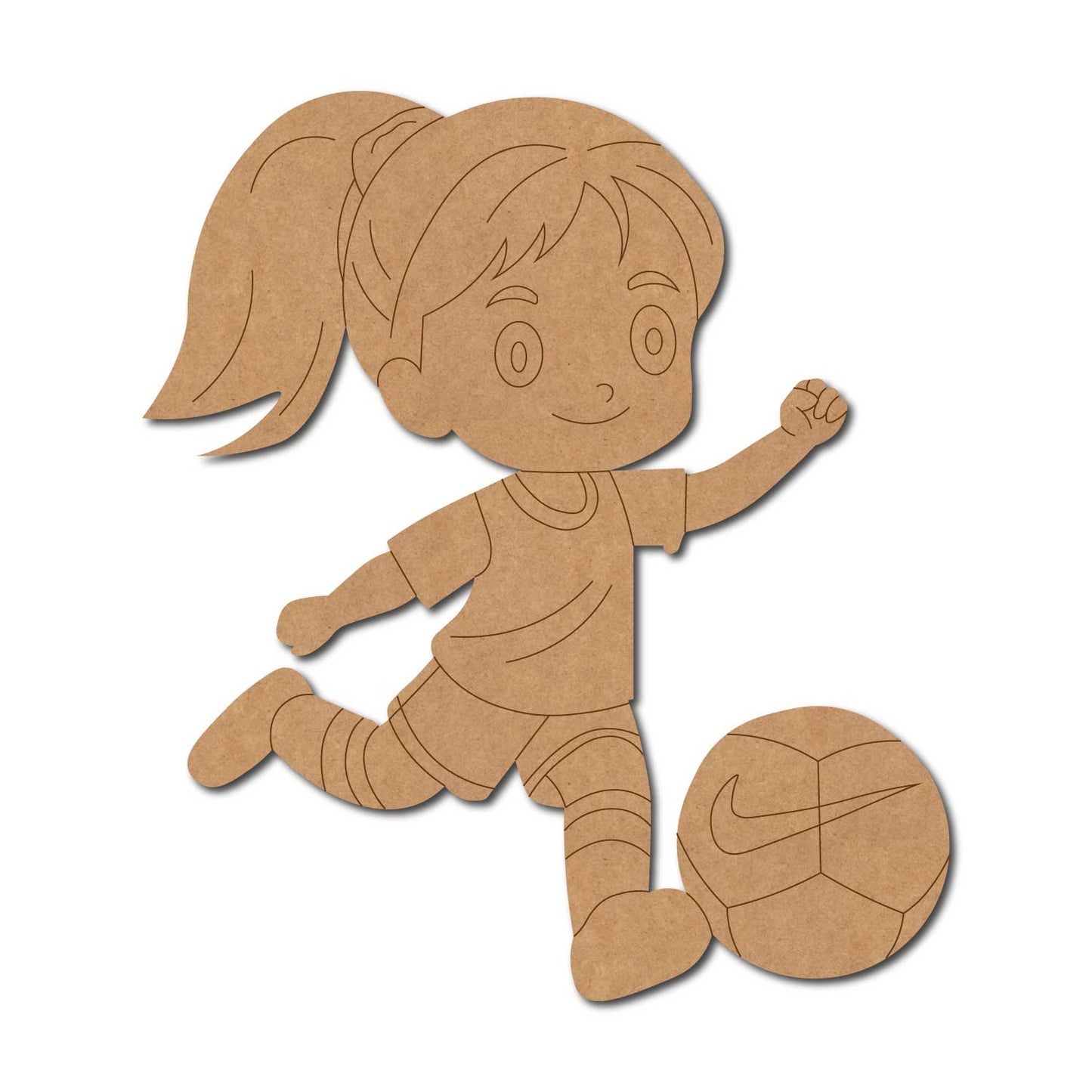 Girl Playing Football Pre Marked MDF Design 2