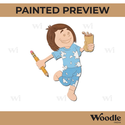 Girl Playing Holi Pre Marked MDF Design 1