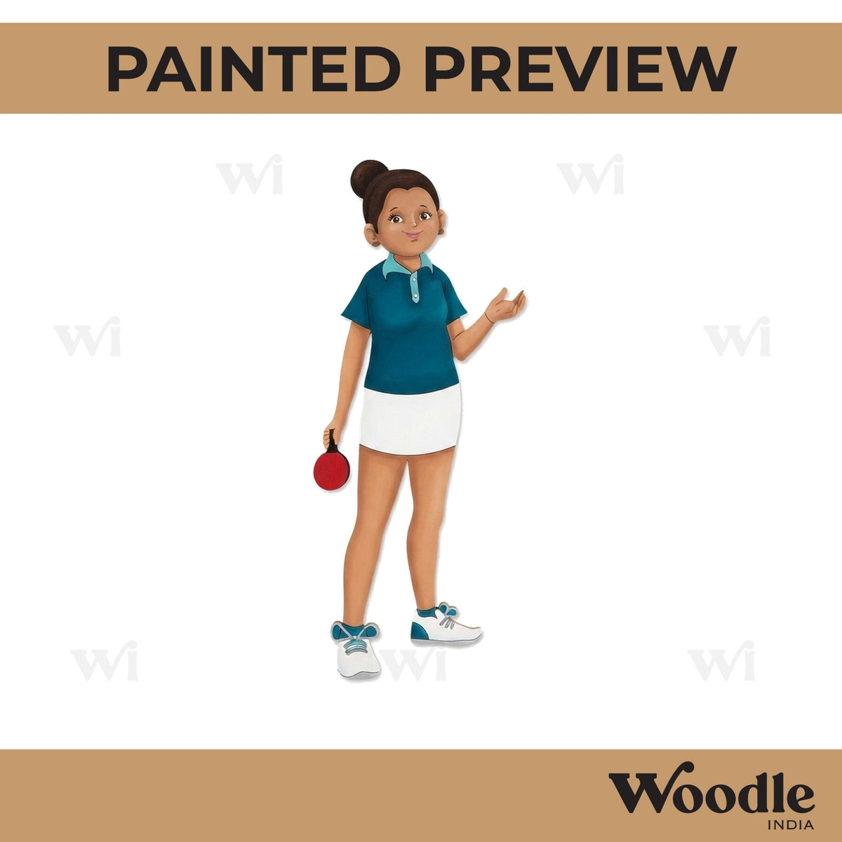 Girl Playing Table Tennis Pre Marked MDF Design 1