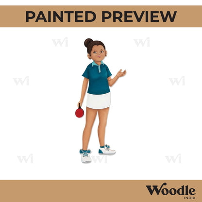 Girl Playing Table Tennis Pre Marked MDF Design 1