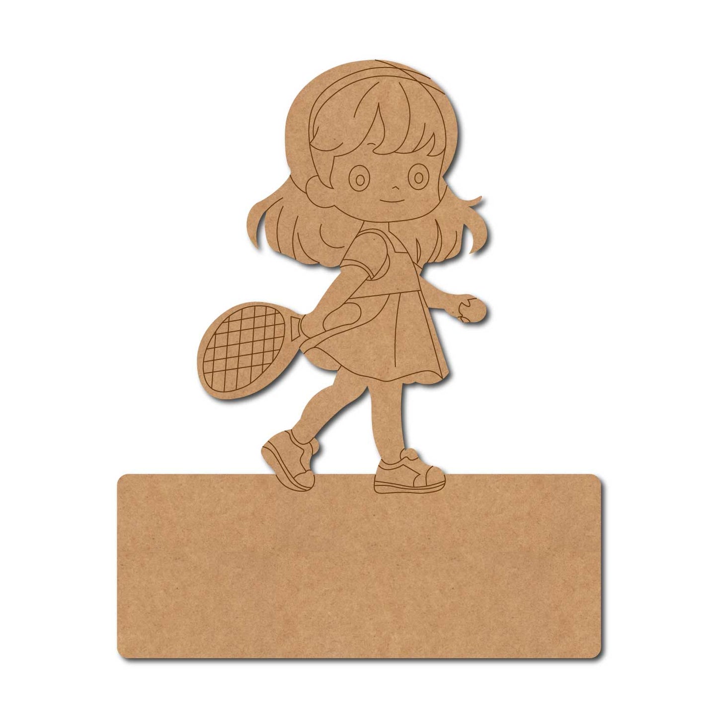 Girl Playing Tennis Nameplate Pre Marked MDF Design 1