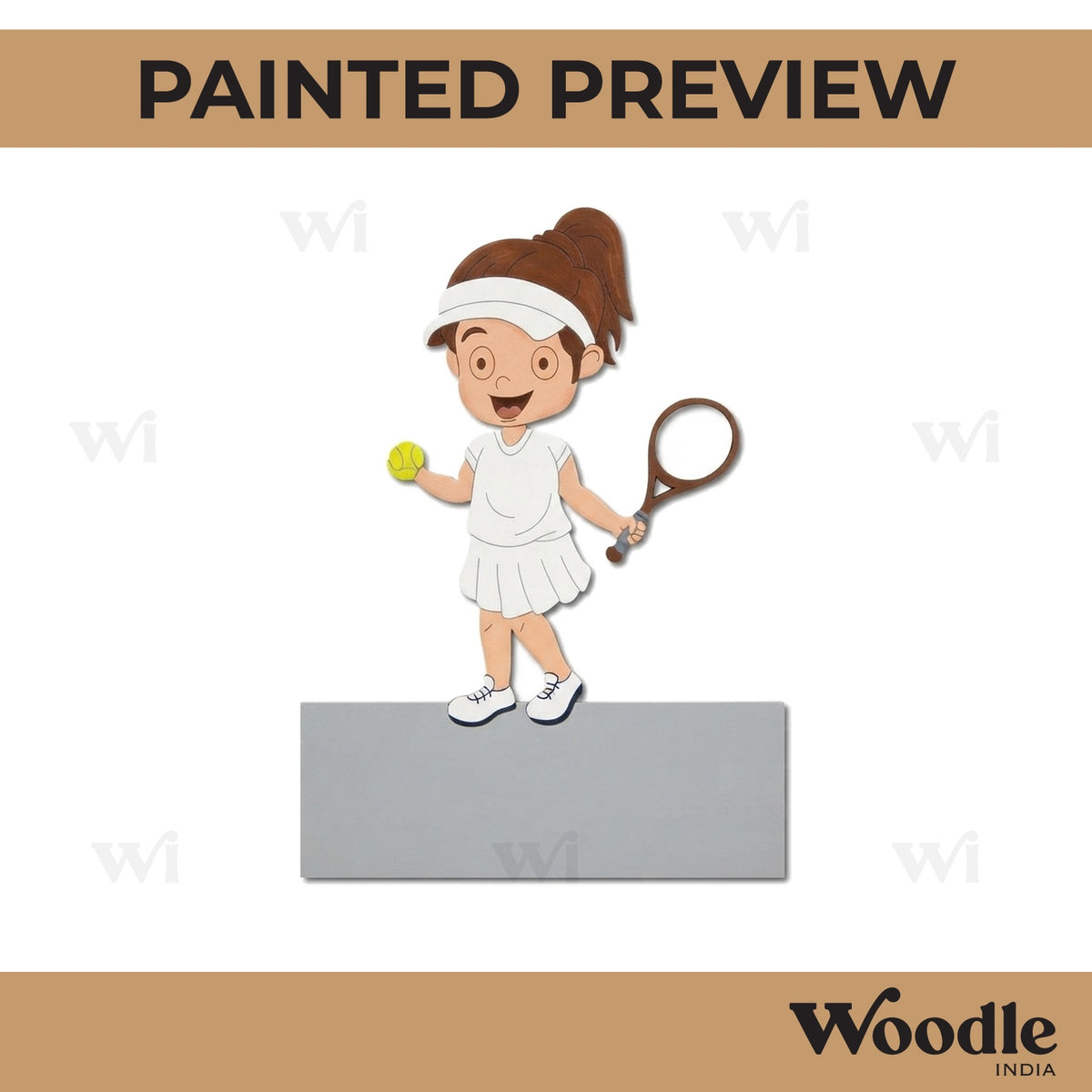 Girl Playing Tennis Nameplate Pre Marked MDF Design 2