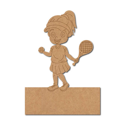 Girl Playing Tennis Nameplate Pre Marked MDF Design 2