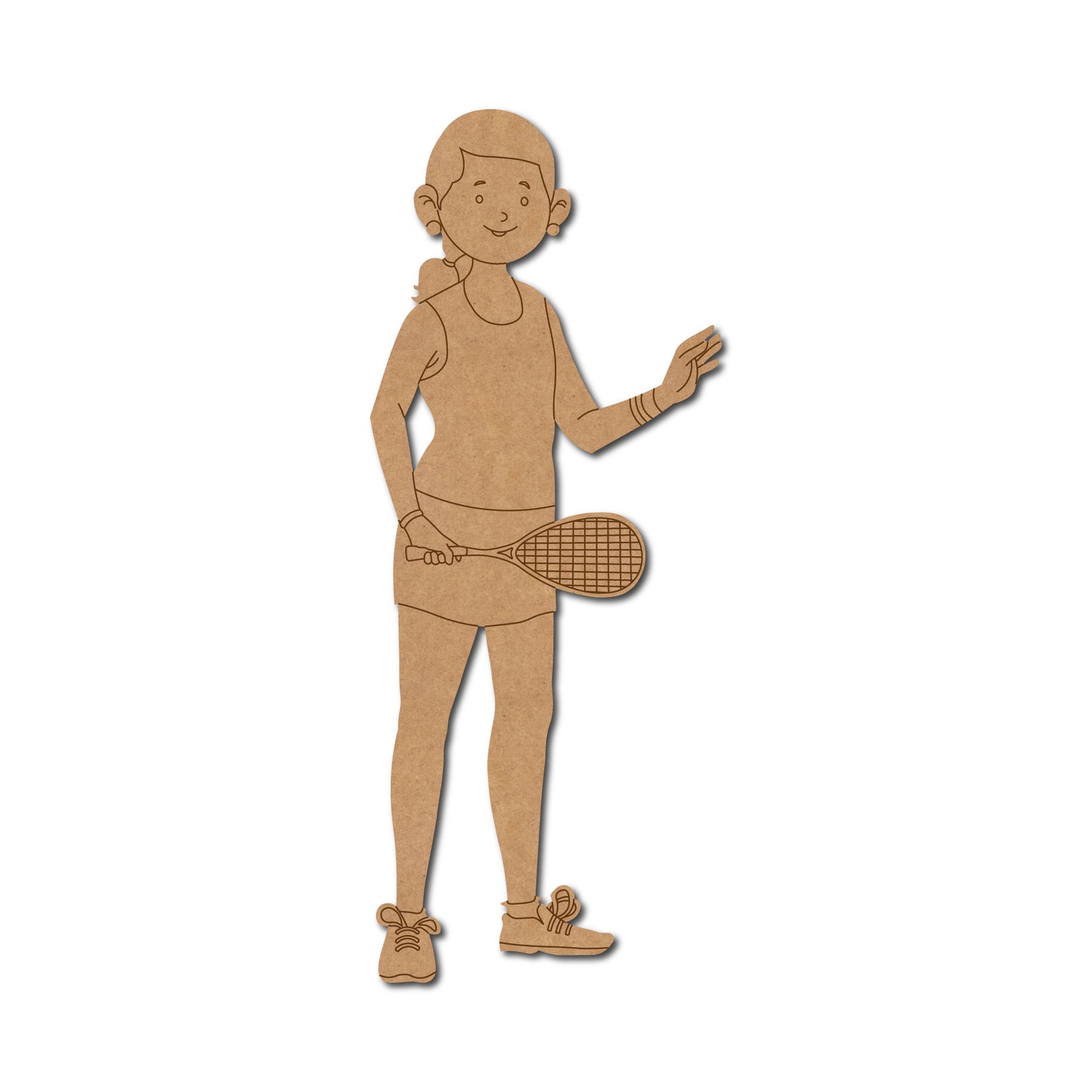 Girl Playing Tennis Pre Marked MDF Design 1