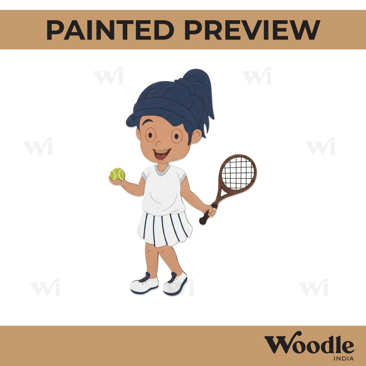 Girl Playing Tennis Pre Marked MDF Design 2