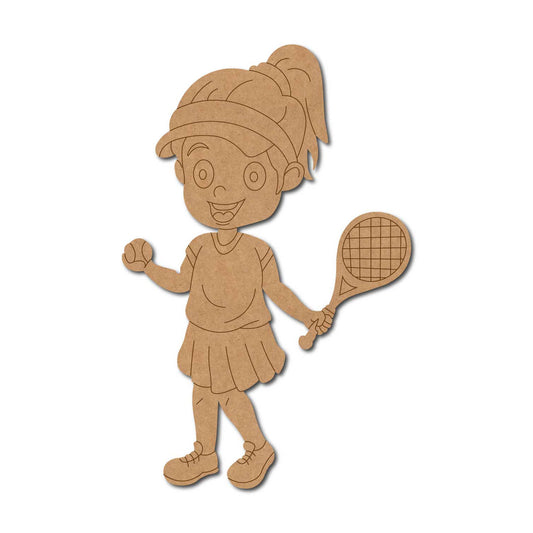Girl Playing Tennis Pre Marked MDF Design 2