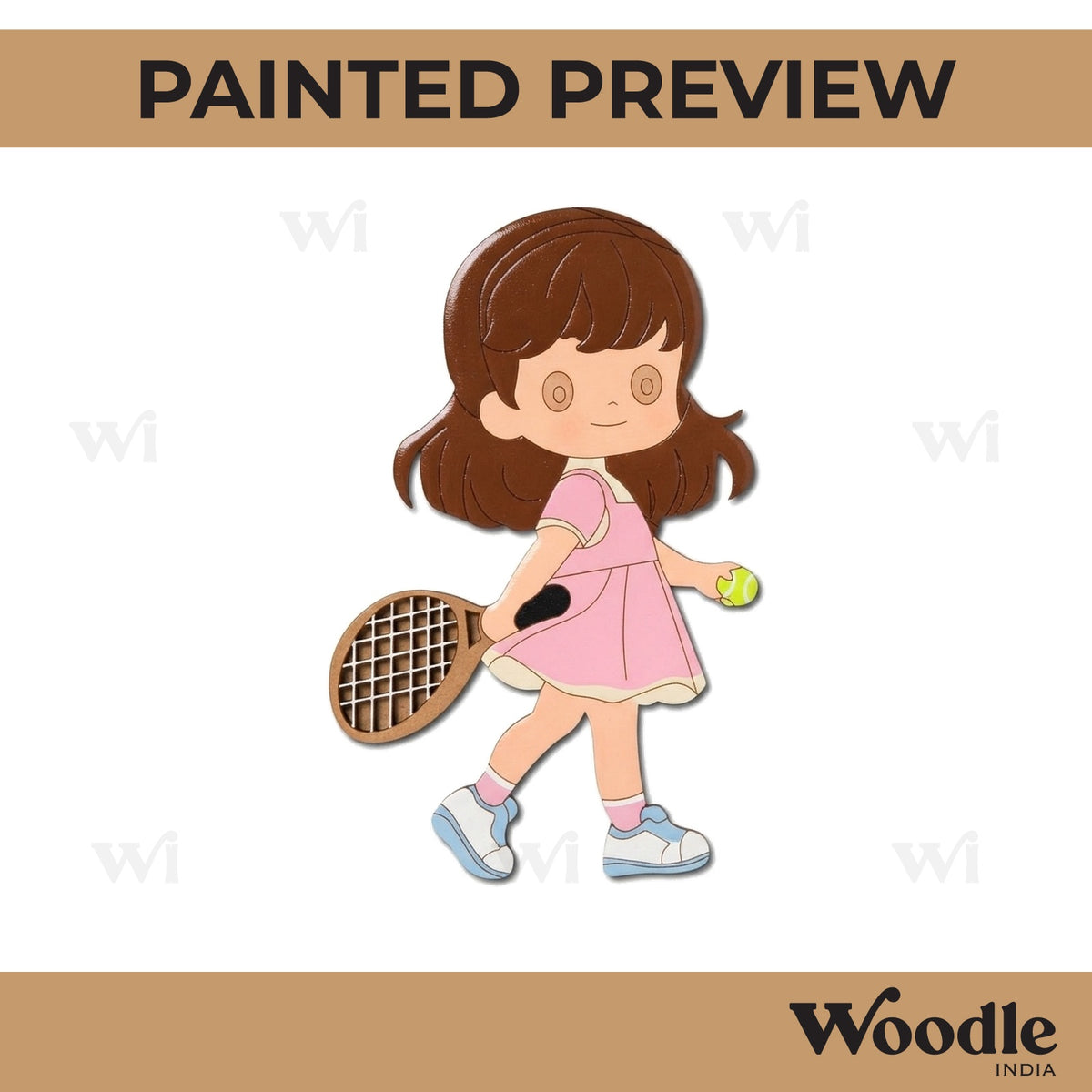 Girl Playing Tennis Pre Marked MDF Design 3