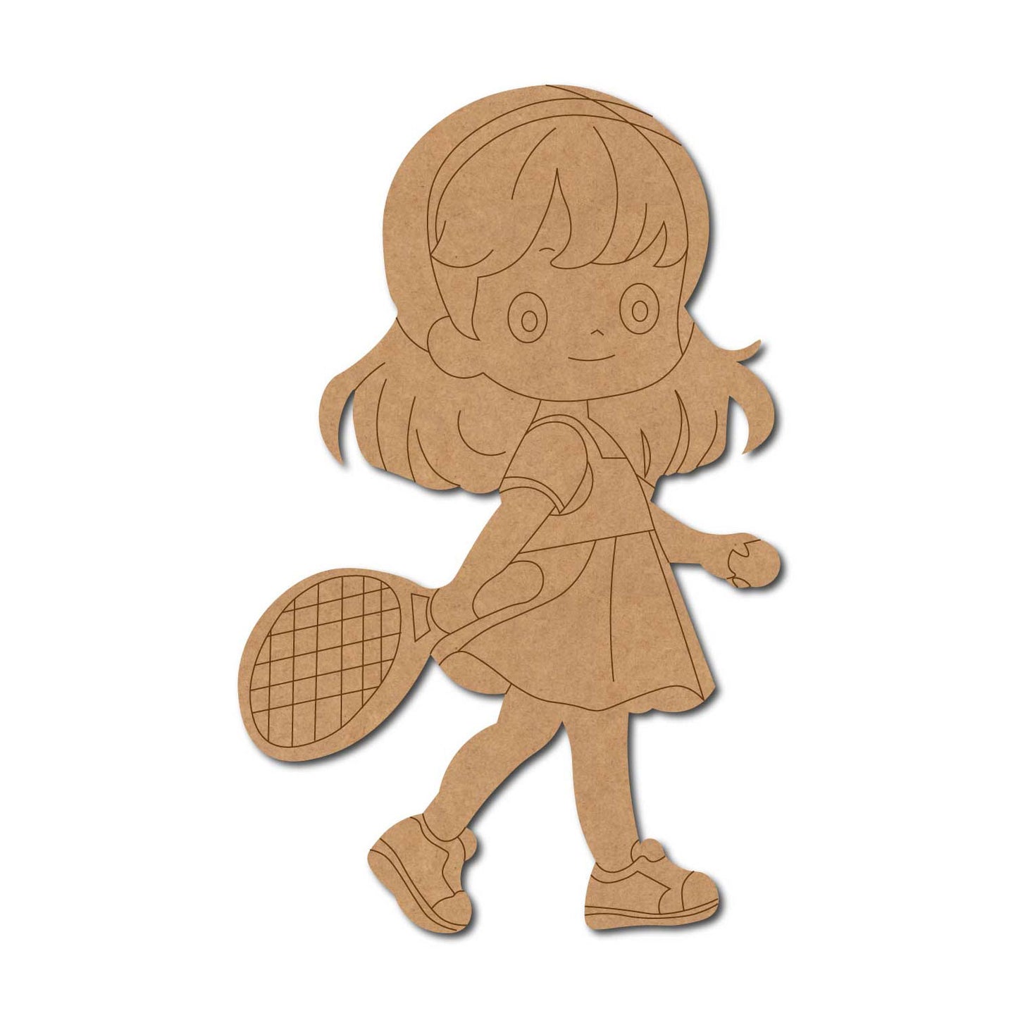 Girl Playing Tennis Pre Marked MDF Design 3
