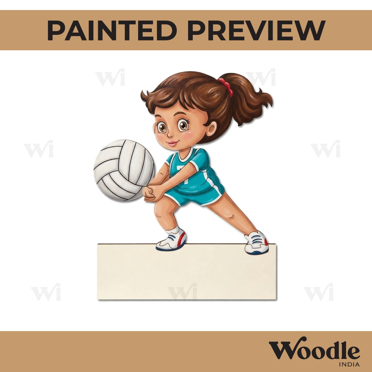 Girl Playing Volleyball Nameplate Pre Marked MDF Design 1