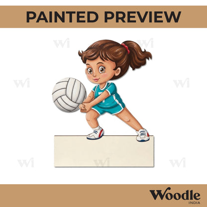 Girl Playing Volleyball Nameplate Pre Marked MDF Design 1