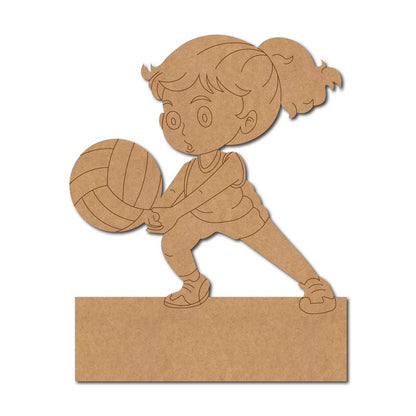 Girl Playing Volleyball Nameplate Pre Marked MDF Design 1