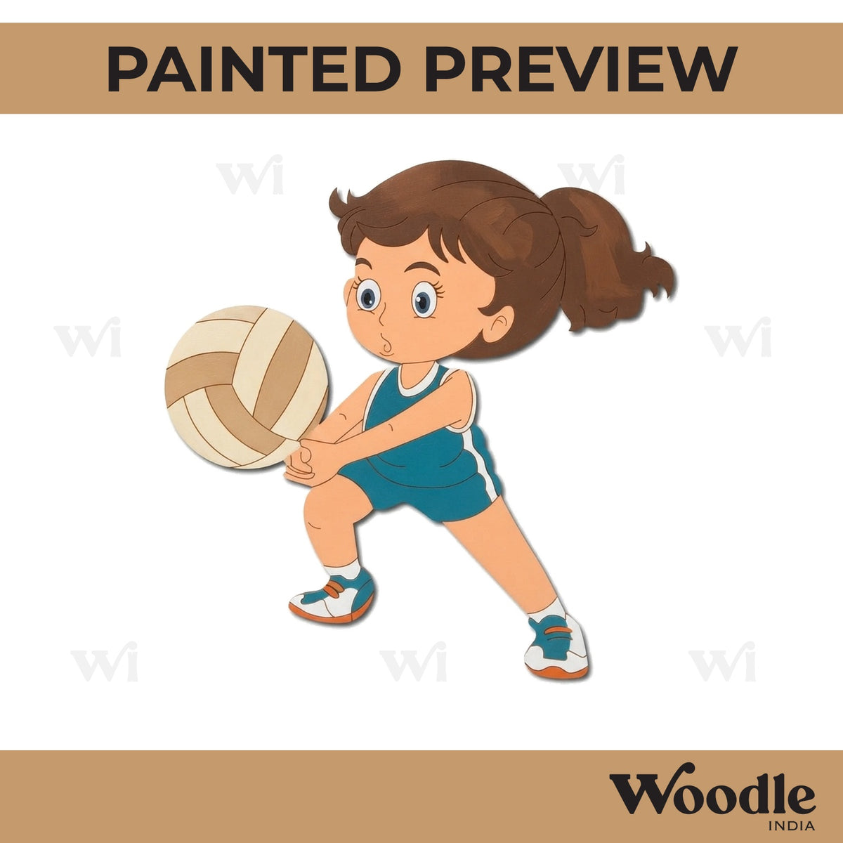 Girl Playing Volleyball Pre Marked MDF Design 1