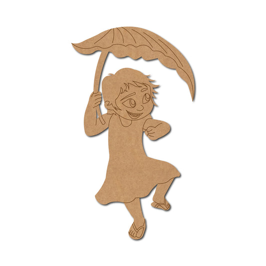 Girl Playing With Leaf Pre Marked MDF Design 1