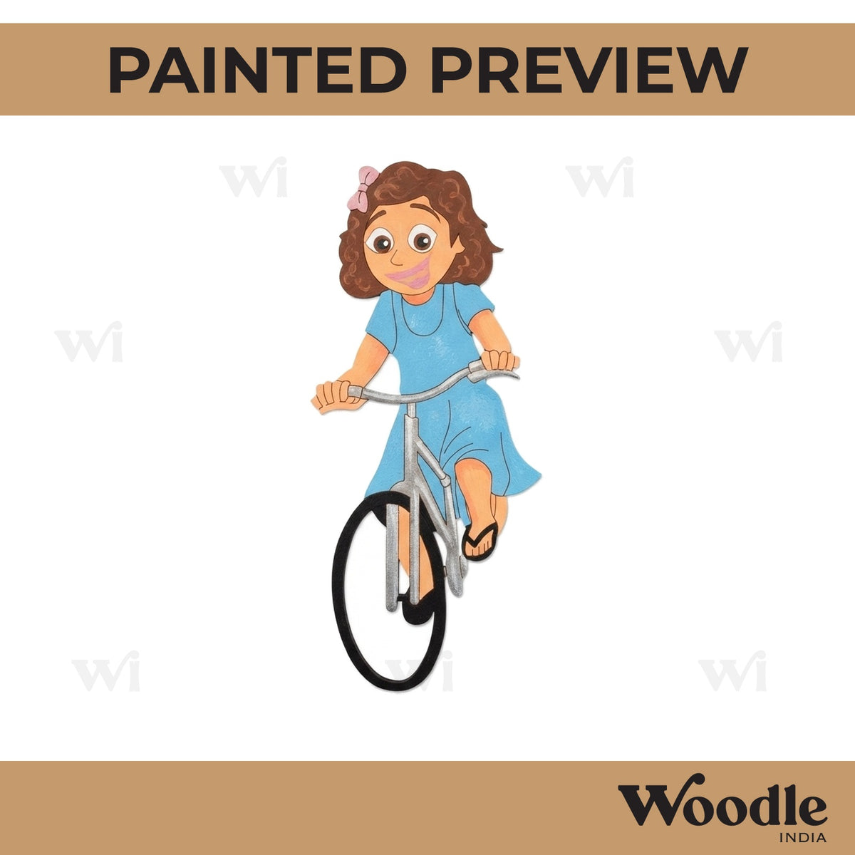 Girl Riding Bicycle Pre Marked MDF Design 1