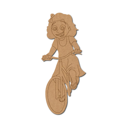 Girl Riding Bicycle Pre Marked MDF Design 1