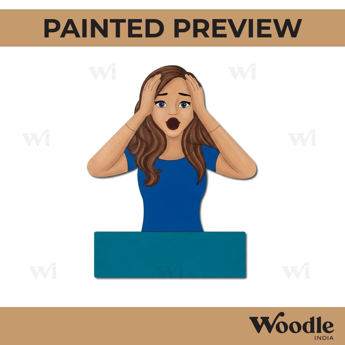 Girl Shocked Nameplate Pre Marked MDF Design 1