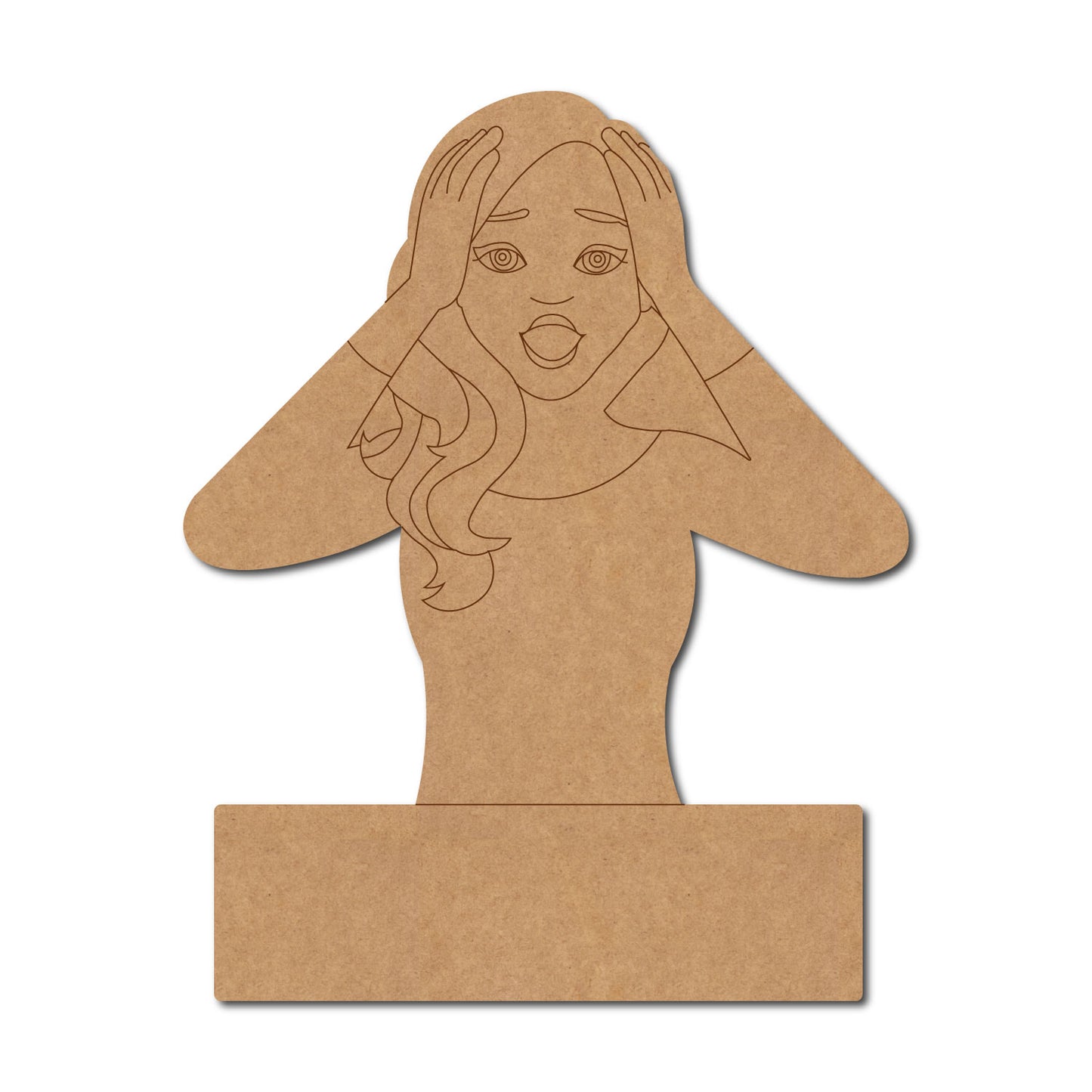 Girl Shocked Nameplate Pre Marked MDF Design 1