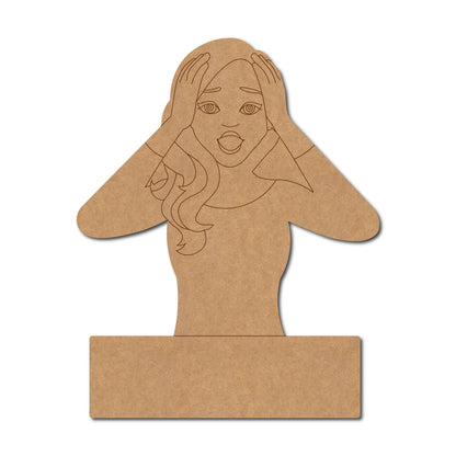 Girl Shocked Nameplate Pre Marked MDF Design 1