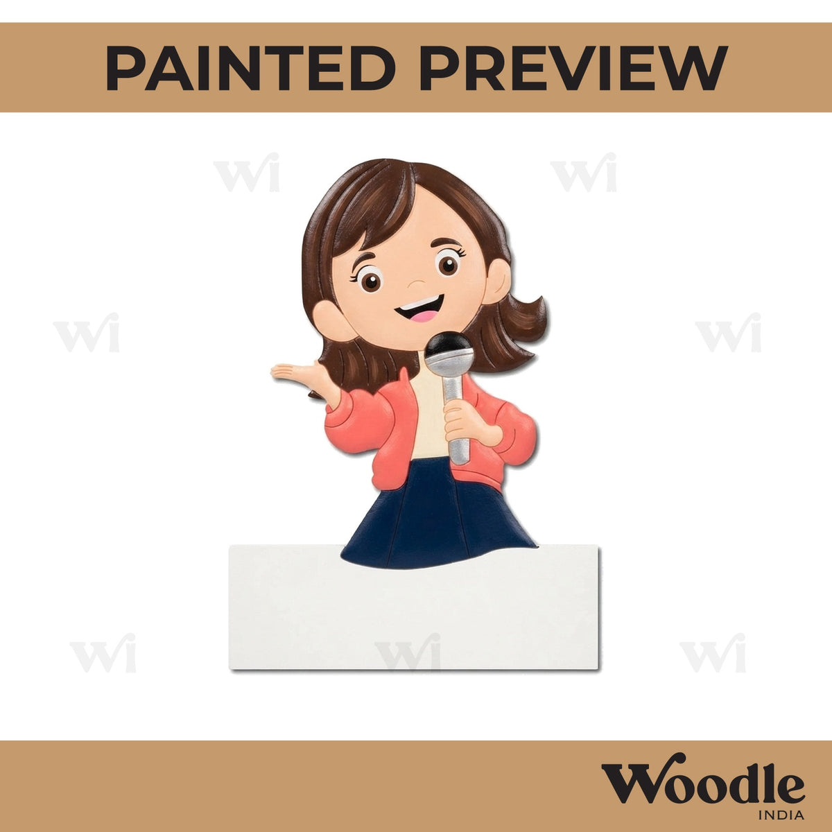 Girl Singing Nameplate Pre Marked MDF Design 1