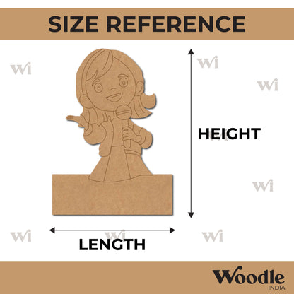 Girl Singing Nameplate Pre Marked MDF Design 1