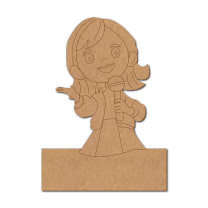Girl Singing Nameplate Pre Marked MDF Design 1