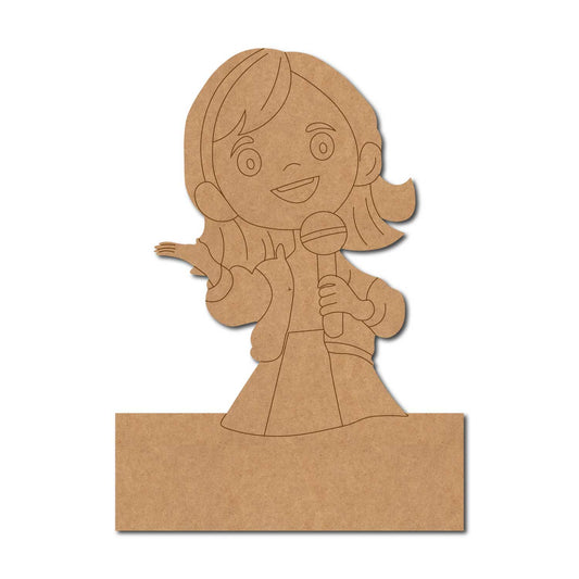 Girl Singing Nameplate Pre Marked MDF Design 1
