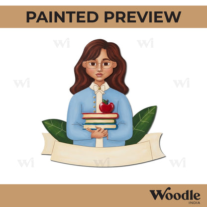 Girl Student Holding Books Pre Marked Base MDF Design 1