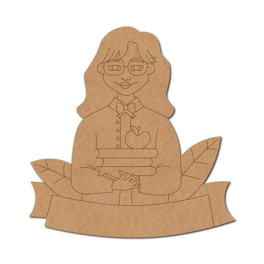 Girl Student Holding Books Pre Marked Base MDF Design 1