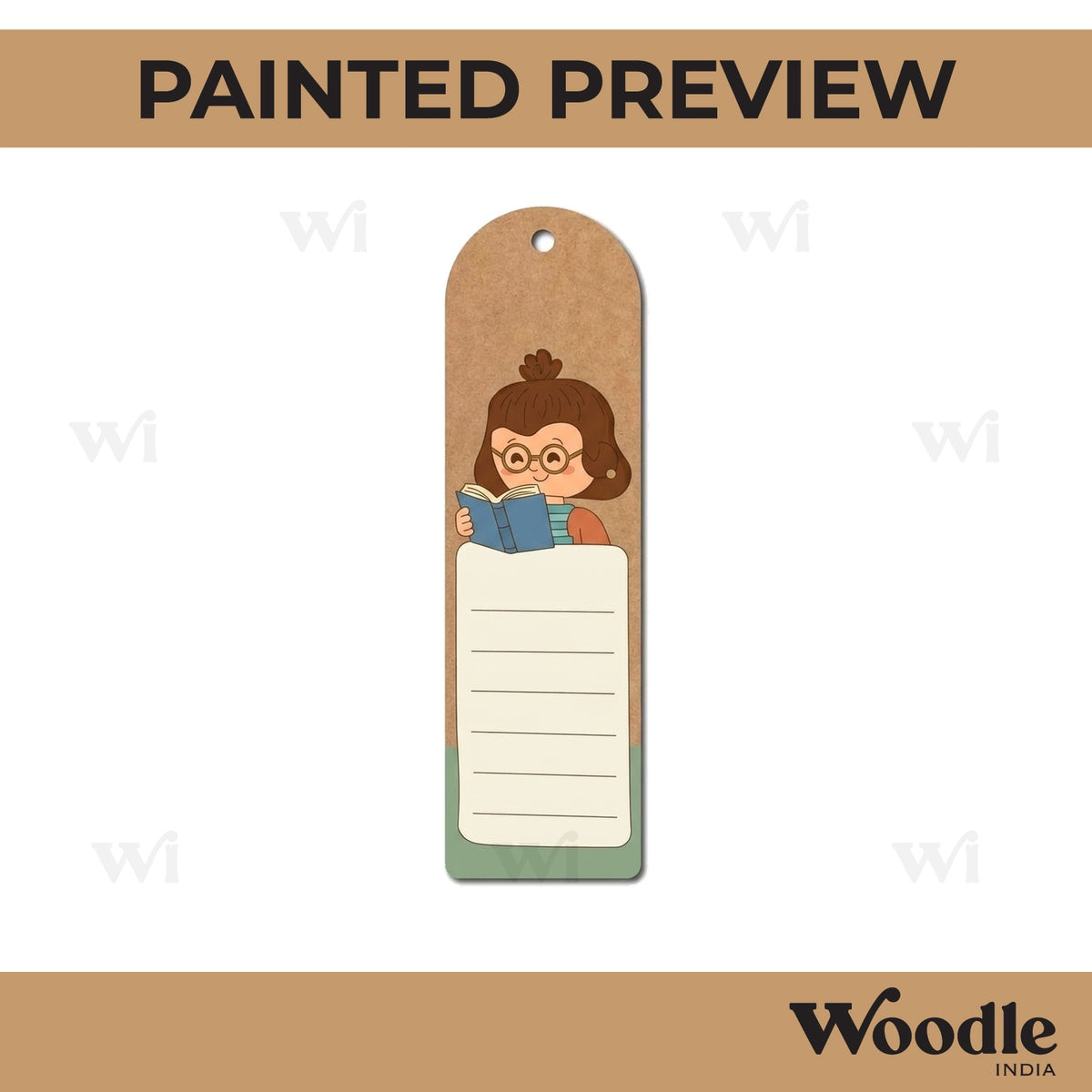 Girl Studying Bookmark Pre Marked MDF Design 1